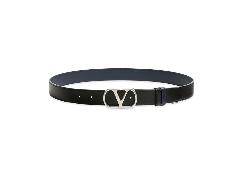 Valentino Belt H 30 Reversibile V Logo Signature "Dark Blue"