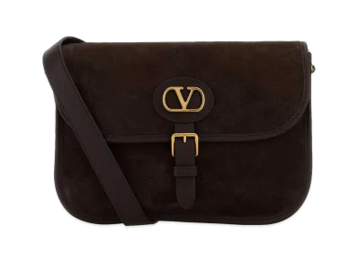 Valentino Suede Antibes Crossbody Bag "Brown"