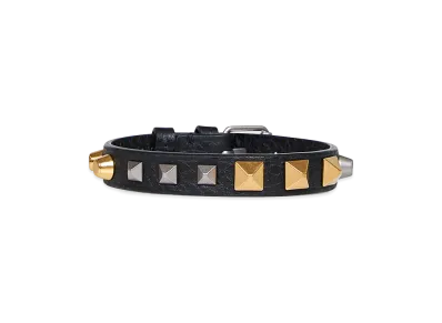 Valentino Rockstud Leather Bracelet "Black"