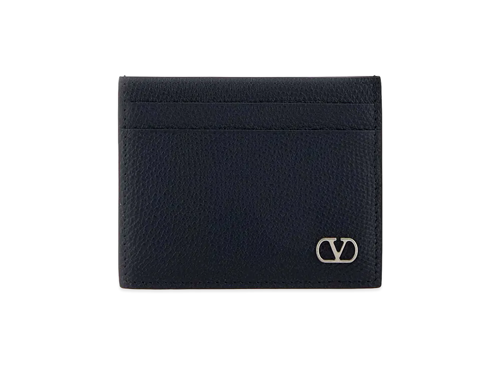 Valentino Leather Vlogo Signature Card Holder "Midnight Blue"