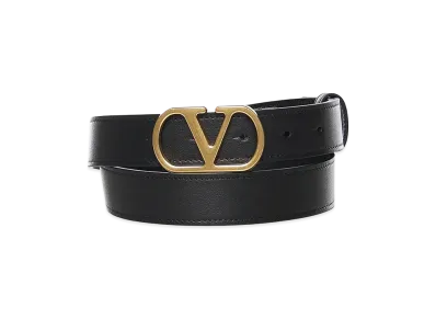 Valentino V Logo Signature Calfskin Belt "Black"