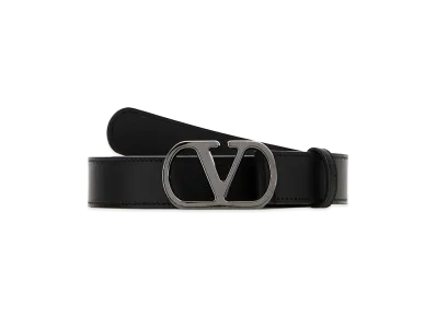 Valentino Leather Vlogo Belt "Black"