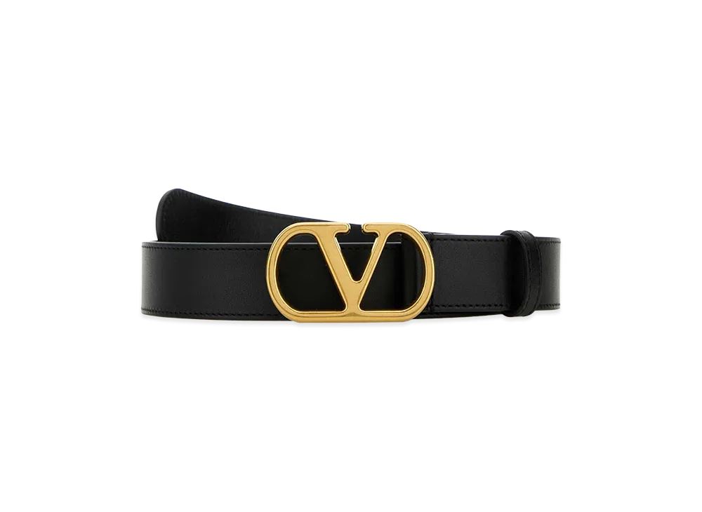 Valentino Signature Vlogo Leather Belt "Black"