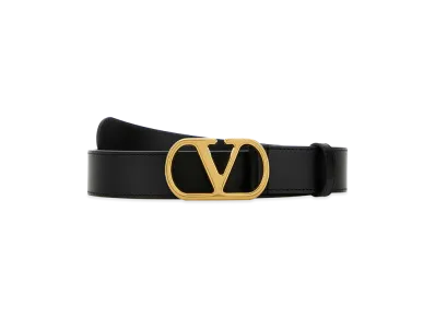 Valentino Signature Vlogo Leather Belt "Black"