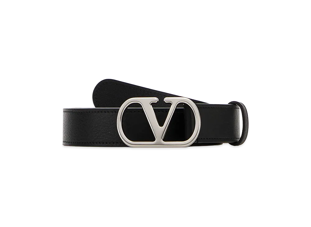 Valentino Leather Vlogo Belt "Black"