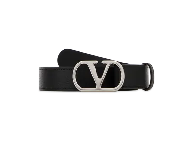 Valentino Leather Vlogo Belt "Black"