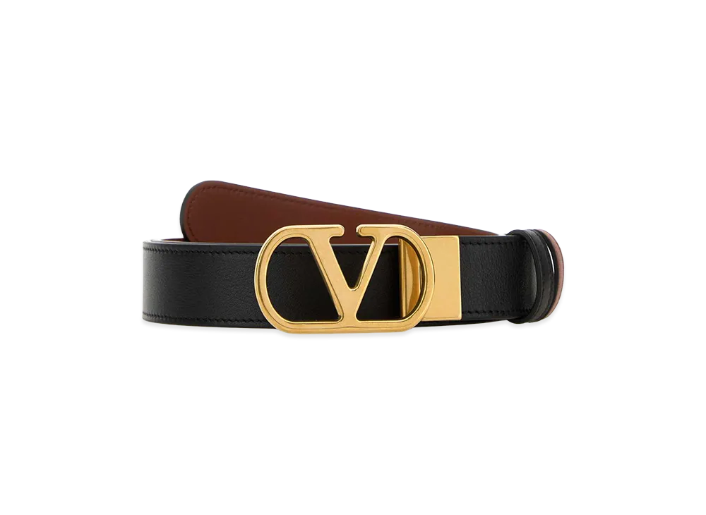 Valentino Reversible Leather Vlogo Belt "Black"