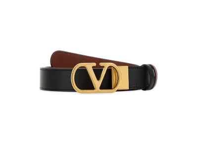 Valentino Reversible Leather Vlogo Belt "Black"