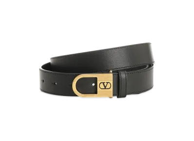Valentino Vlogo Signature Leather Belt "Black"