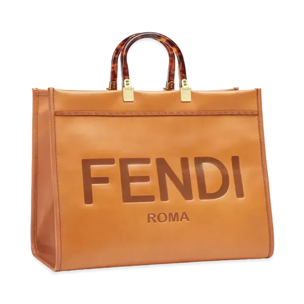 FENDI Sunshine Large Leather Shopper "Brown"