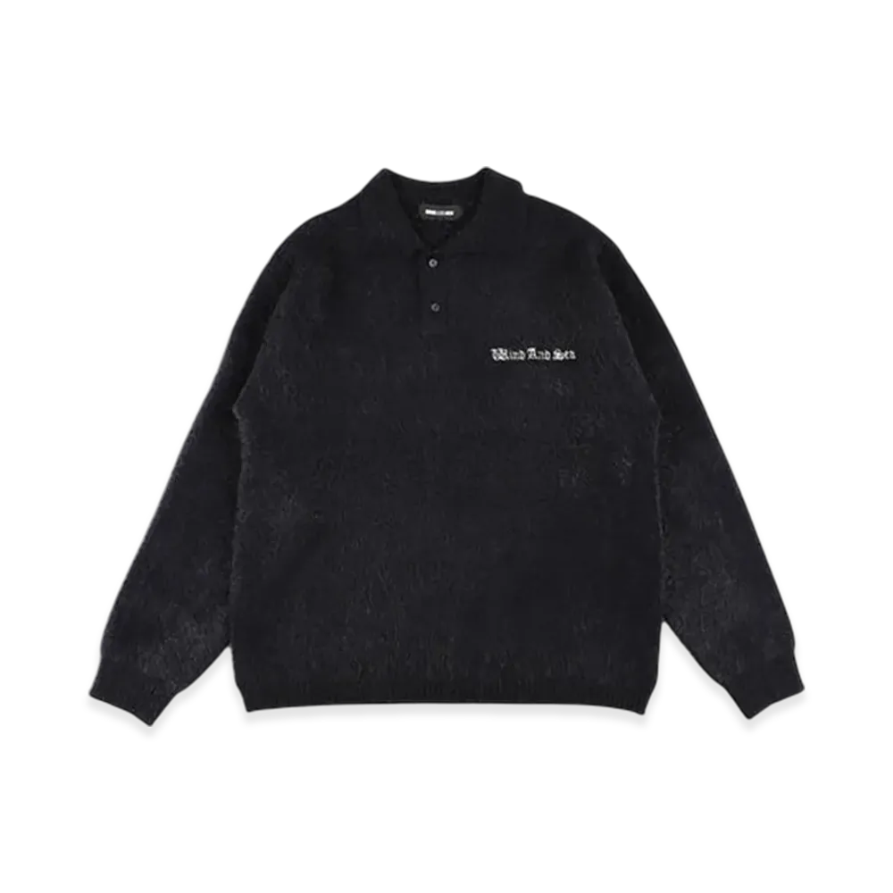 WIND AND SEA Shaggy Knit L/S Polo "Black"