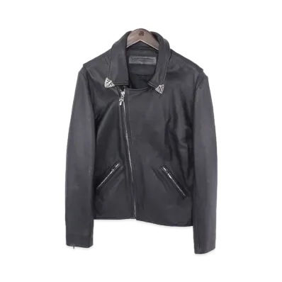 Chrome Hearts BASIC MOTO Back Large Cross Double Riders Jacket "Black"