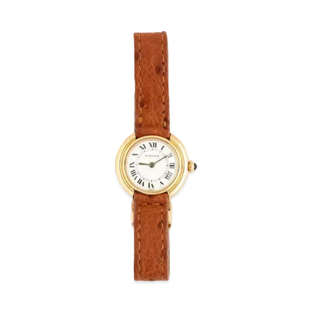 Aime Leon Dore Cartier Ladies Ronde Vendome 18Kt Gold Watch "Brown"