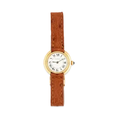 Aime Leon Dore Cartier Ladies Ronde Vendome 18Kt Gold Watch "Brown"
