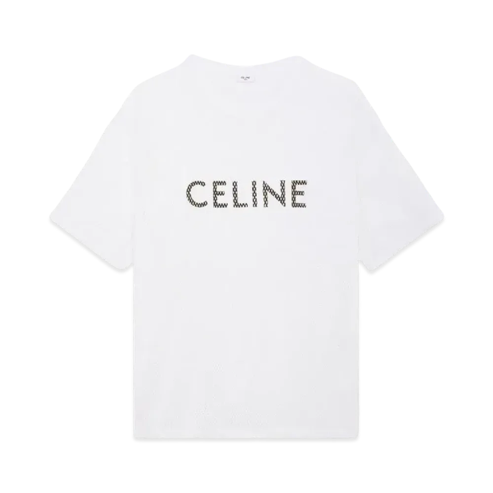 CELINE Oversized Celine T-Shirt In Cotton Mesh "Ecru/Black"