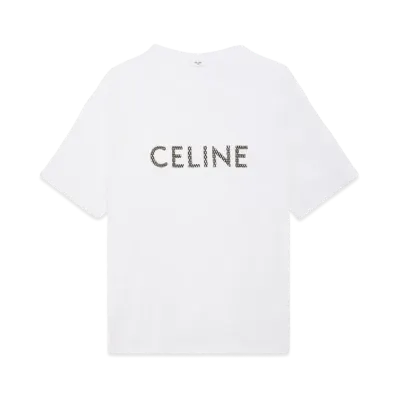 CELINE Oversized Celine T-Shirt In Cotton Mesh "Ecru/Black"