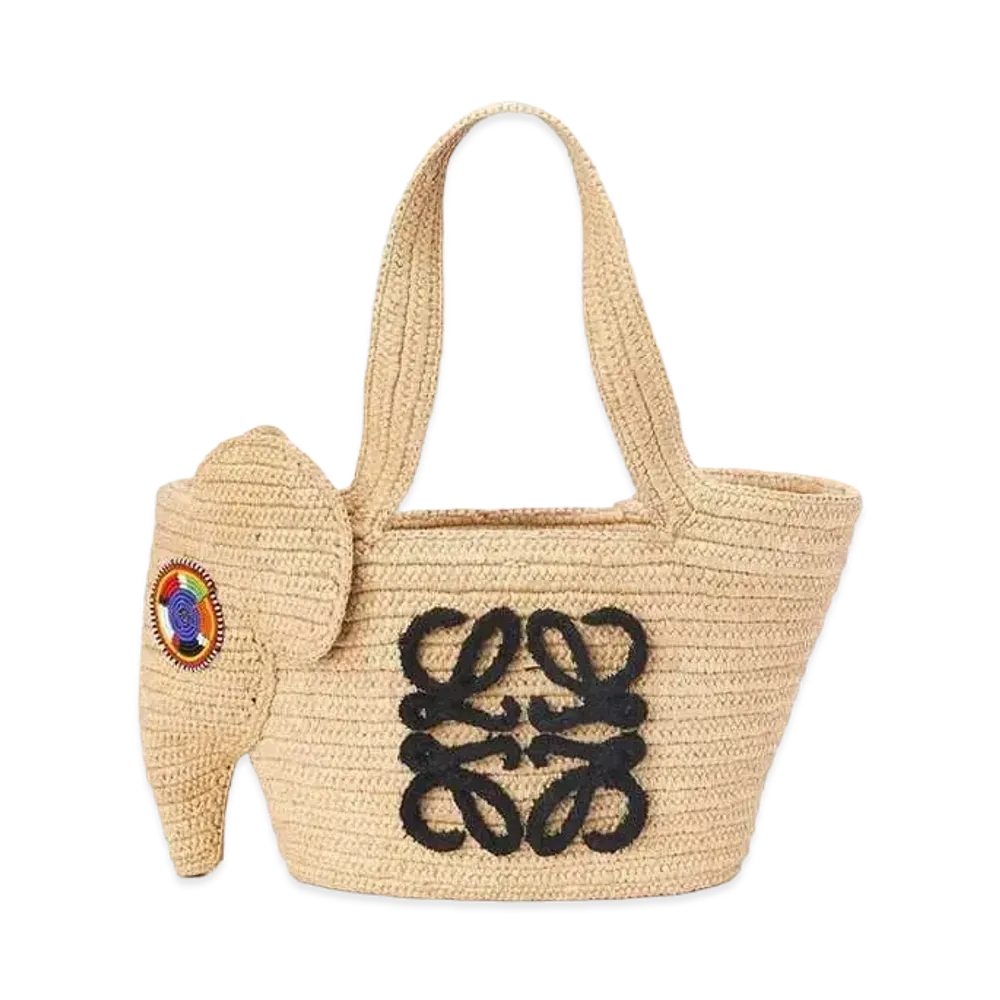 LOEWE Small Elephant Basket Bag In Raffia "Natural"