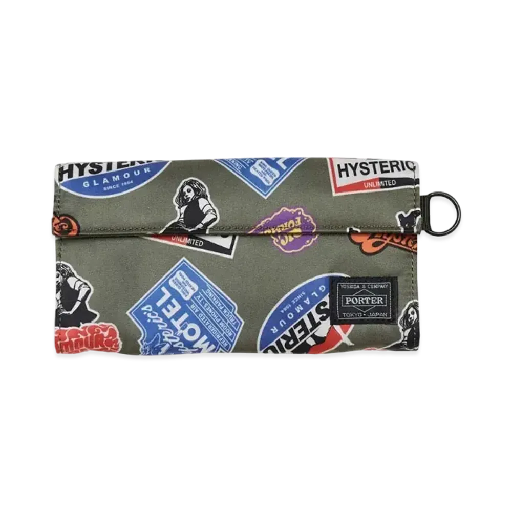 HYSTERIC GLAMOUR x PORTER Classic Stickers Pattern Long Wallet "Khaki"