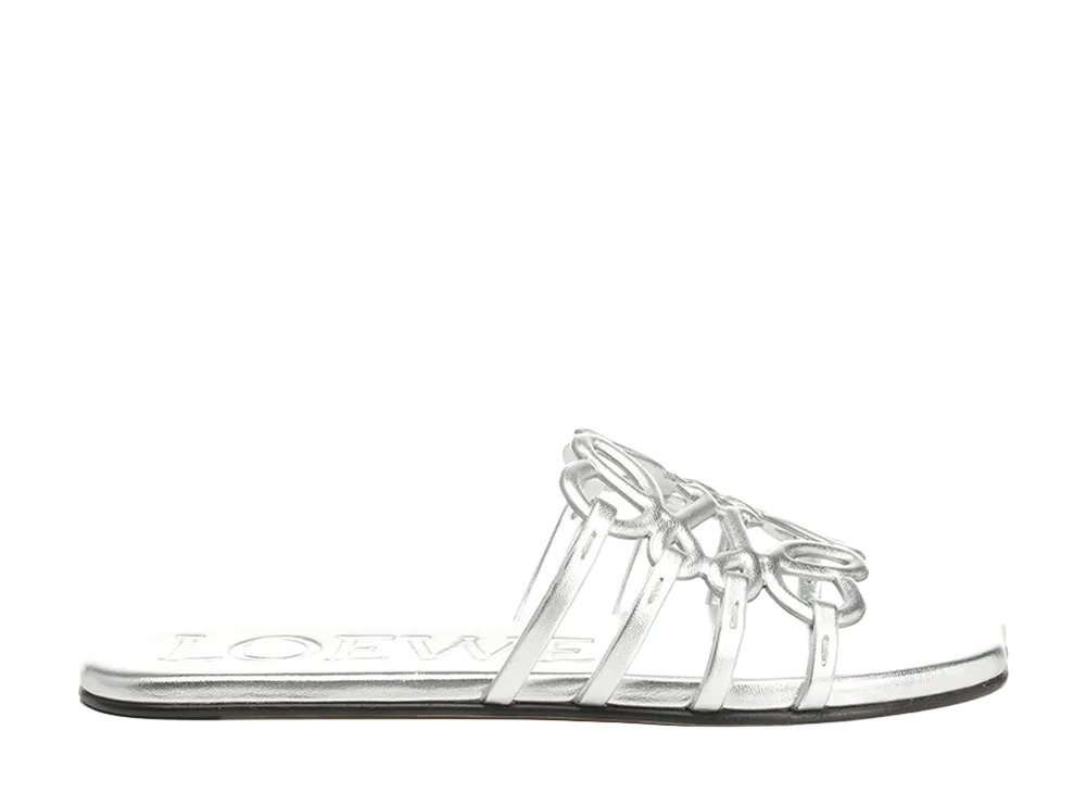 LOEWE Women's Anagram Petal Slides "Silver"