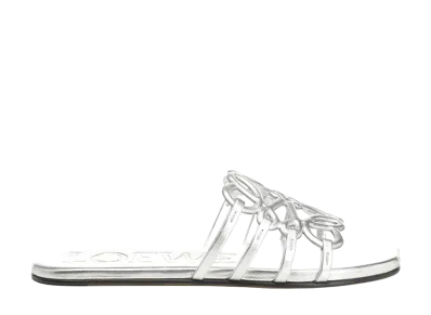 LOEWE Women's Anagram Petal Slides "Silver"