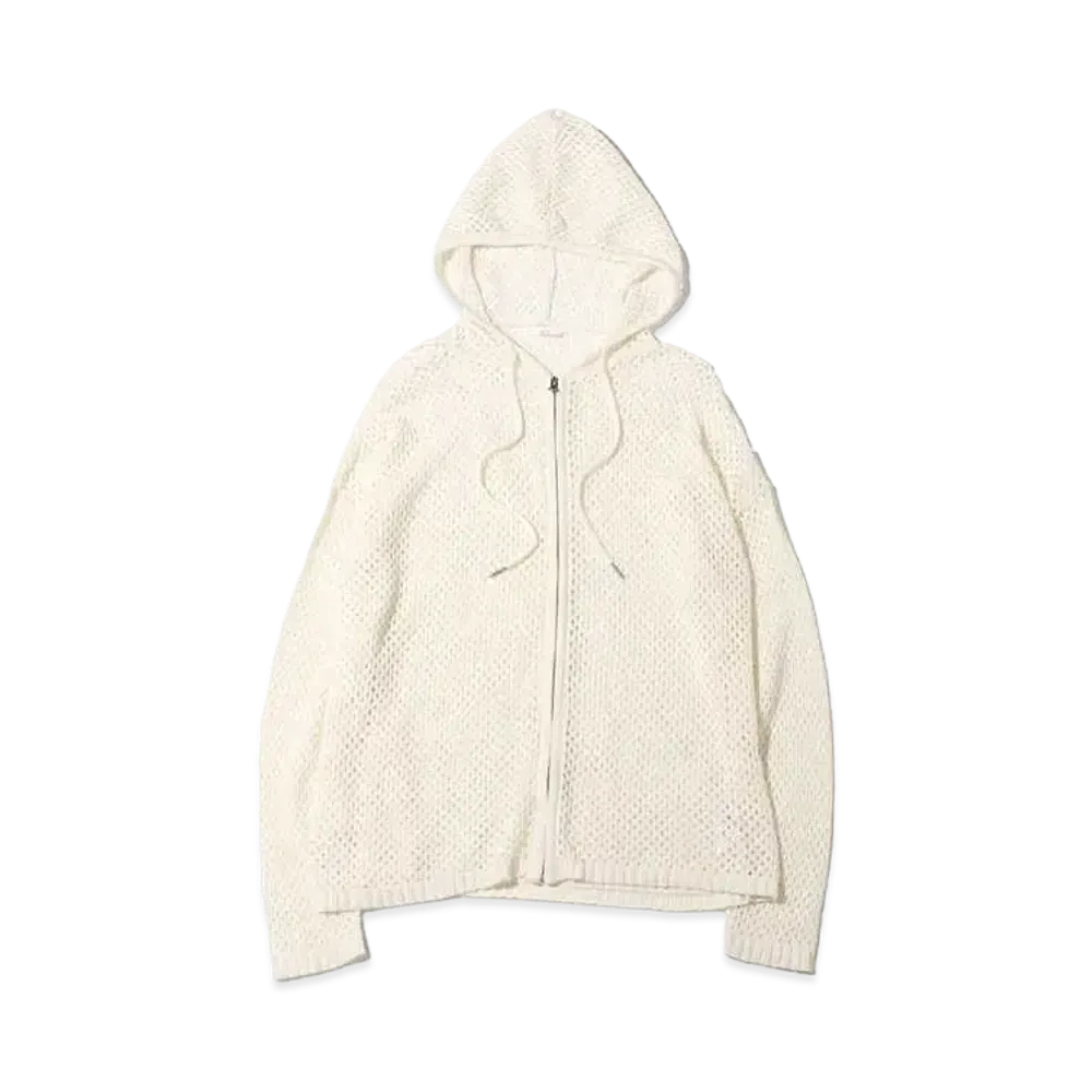 atmos pink Mesh Knit Zip Hoodie "Ivory"