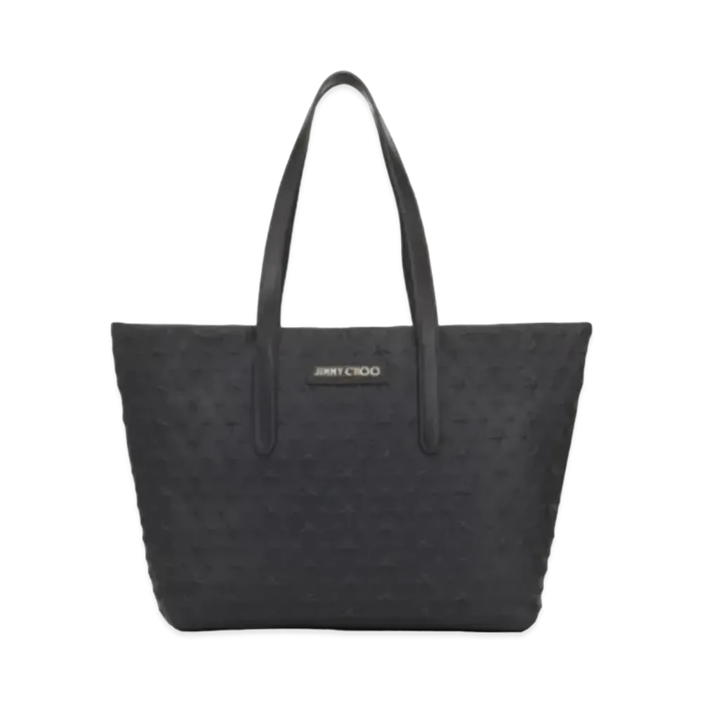 Jimmy Choo Sofia/L Star Embossed Grainy Leather Tote Bag "Black"