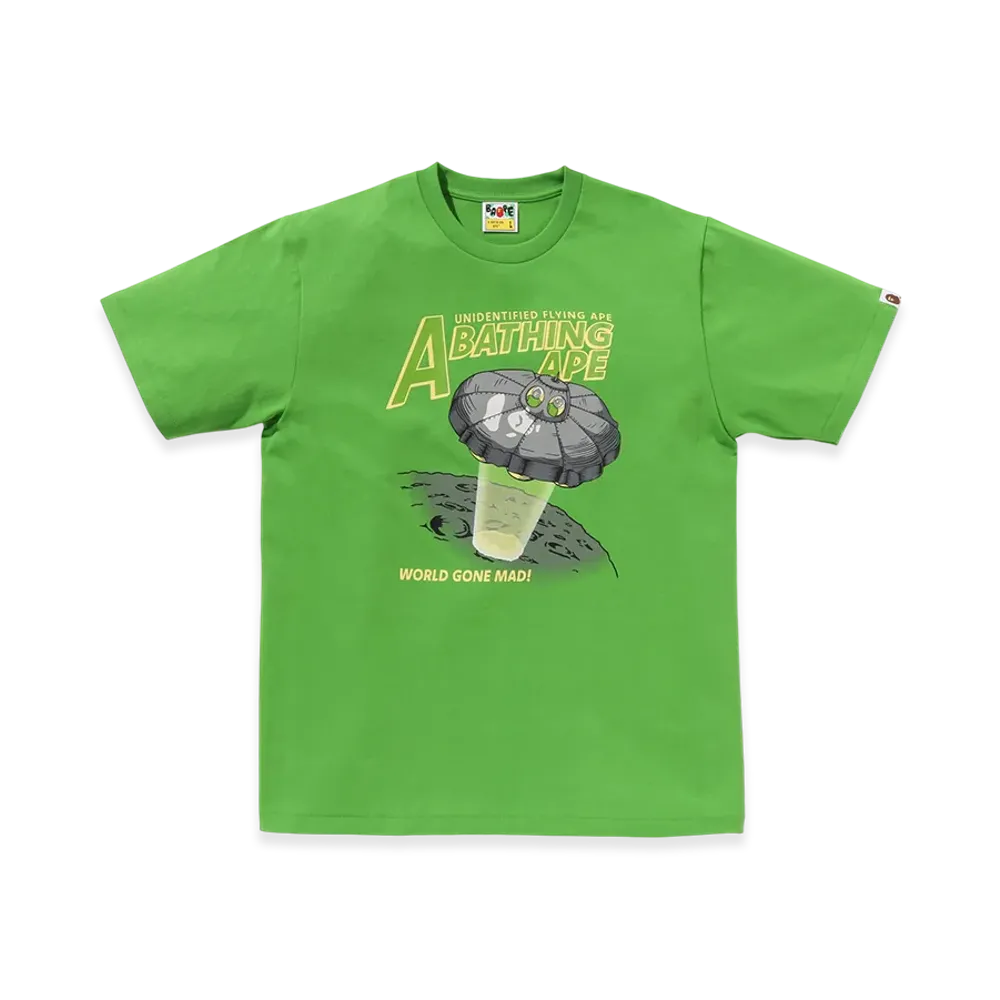 A BATHING APE Ape Head UFO On Moon Tee "Green"