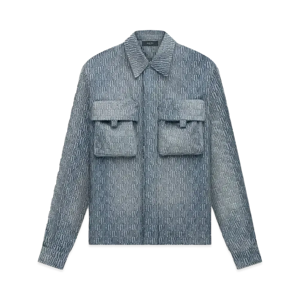 Amiri Jacquard Long Sleeve Cargo Shirt "Vintage Indigo"