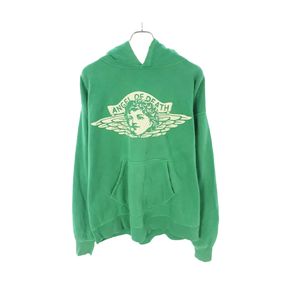 SAINT Mxxxxxx Angel Print Distressed Pullover Hoodie 22AW