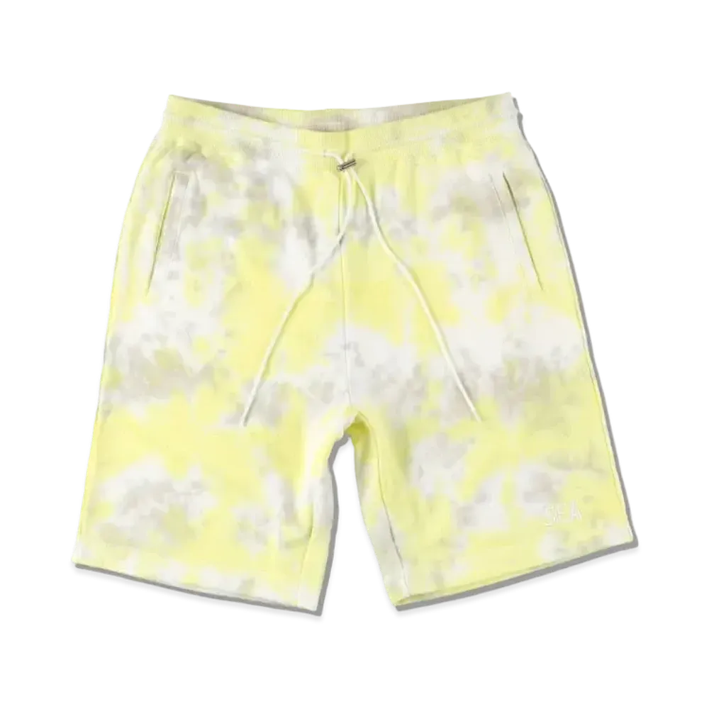 WIND AND SEA WDS TIE-DYE SWEAT SHORTS "Lime Yellow"