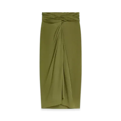 DRIES VAN NOTEN Women's Knotted Jersey Skirt "Green"