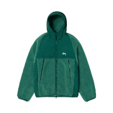 Stussy Sherpa Paneled Hooded Jacket "Green"