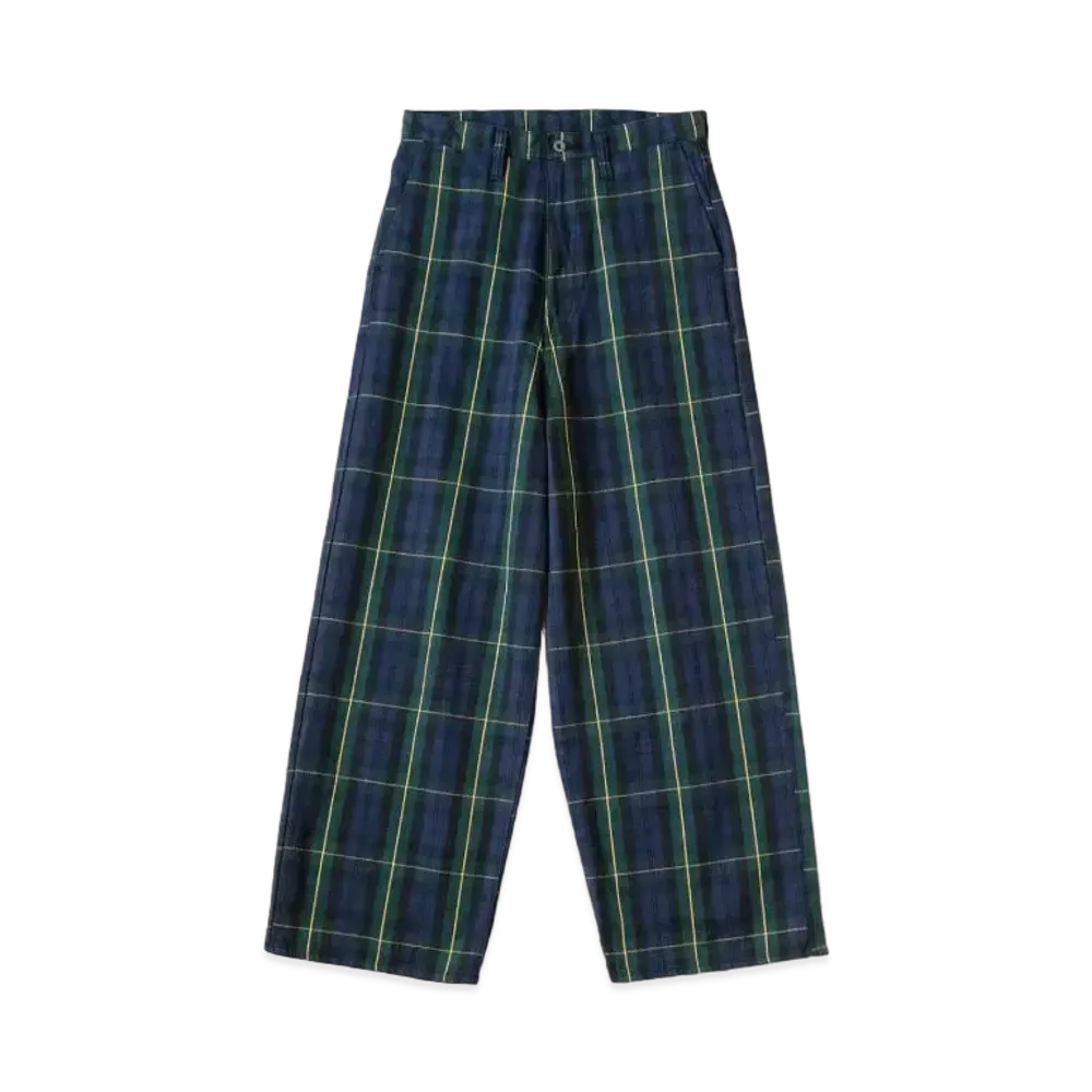 KAPITAL 11oz Tartan Check Hope Baggy Pants "Green Yellow"