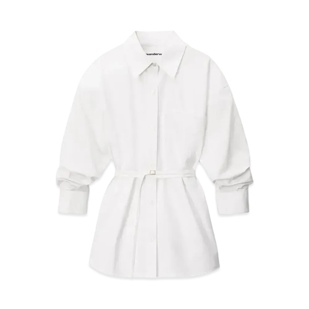 Alexander Wang Cotton Tie-Waist Button-Down Shirt "White"