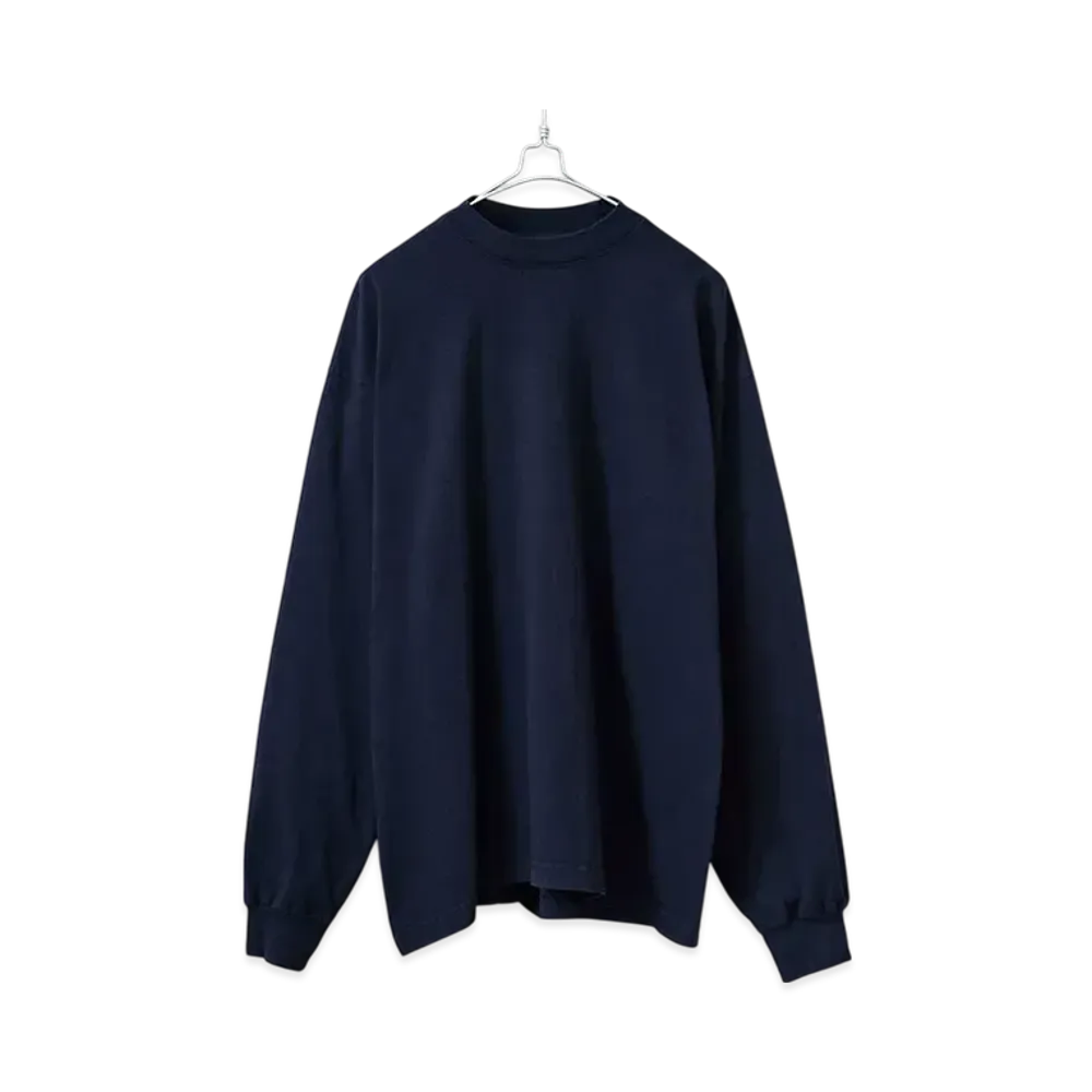 Los Angeles Apparel 6.5OZ Garment Dyed Long Sleeve Crew Neck T-Shirt Made In USA "Navy"