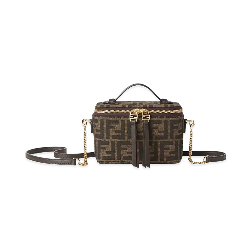 FENDI Women's Vanity Mini Bag In FF Jacquard Fabric "Brown"