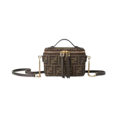 FENDI Women's Vanity Mini Bag In FF Jacquard Fabric "Brown"