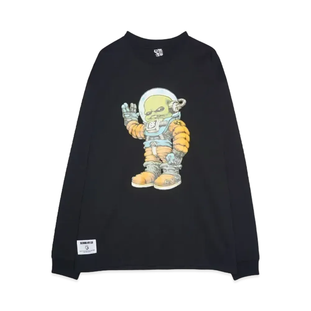 BILLIONAIRE BOYS CLUB COTTON LS T-SHIRT ASTRONAUT BY W "BLACK"