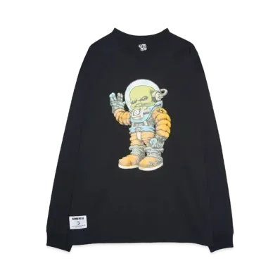 BILLIONAIRE BOYS CLUB COTTON LS T-SHIRT ASTRONAUT BY W "BLACK"