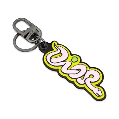 Dior x KAWS Key Ring Grained Calfskin and Rubber "Yellow/Pink"