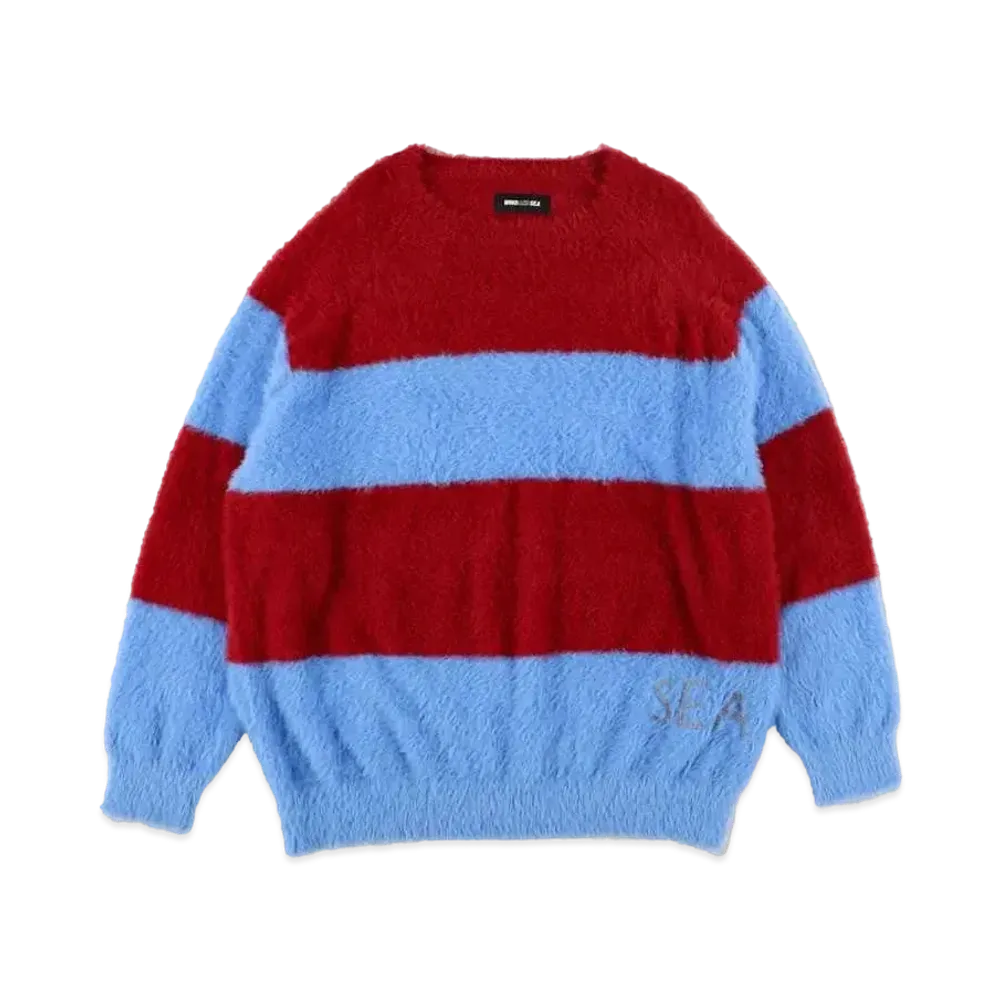 WIND AND SEA Mohair Border Knit "Wine Purple"