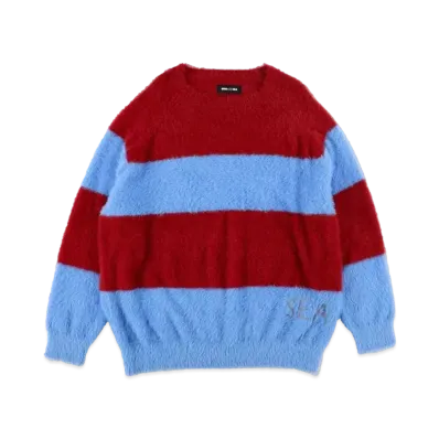 WIND AND SEA Mohair Border Knit "Wine Purple"