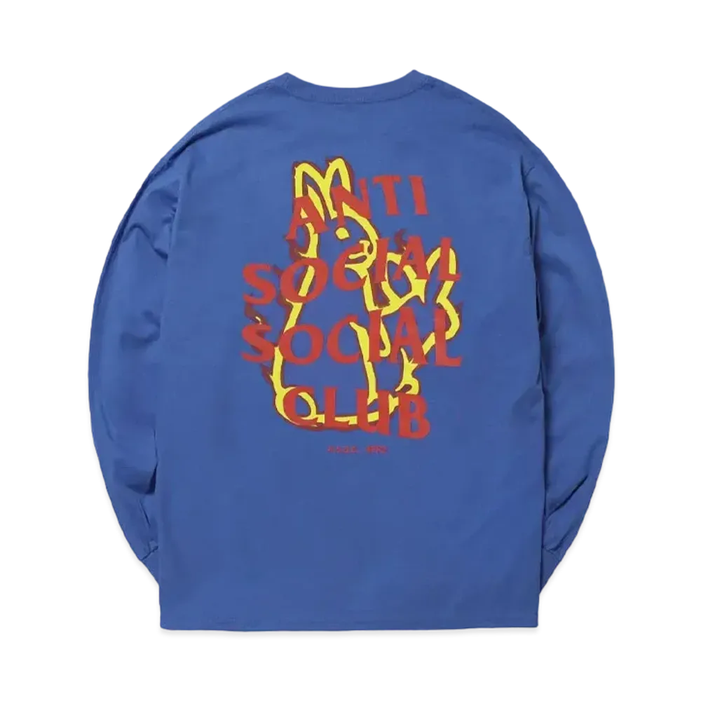 ANTI SOCIAL SOCIAL CLUB collaboration with #FR2 Fire pattern Longsleeve T-shirt "Blue"