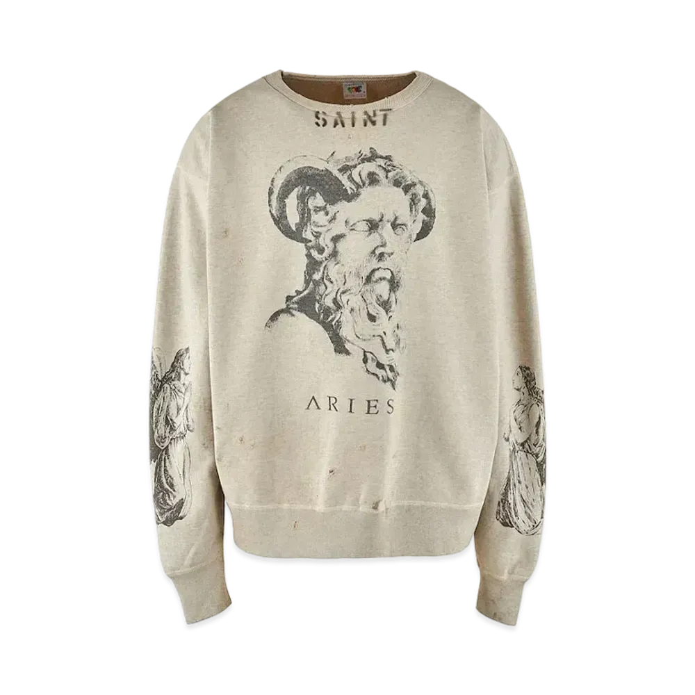 SAINT Mxxxxxx x Aries 23Aw Crew Neck Sweat_Mr Aries "Gray"