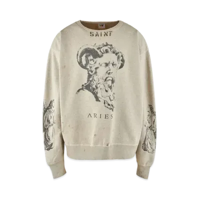 SAINT Mxxxxxx x Aries 23Aw Crew Neck Sweat_Mr Aries "Gray"