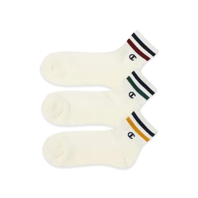 Champion 3-Pair Quarter Length Socks "Off White"