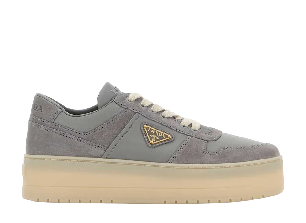 PRADA Women's Fabric And Suede Downtown Bold Sneakers "Grey"
