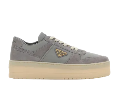 PRADA Women's Fabric And Suede Downtown Bold Sneakers "Grey"