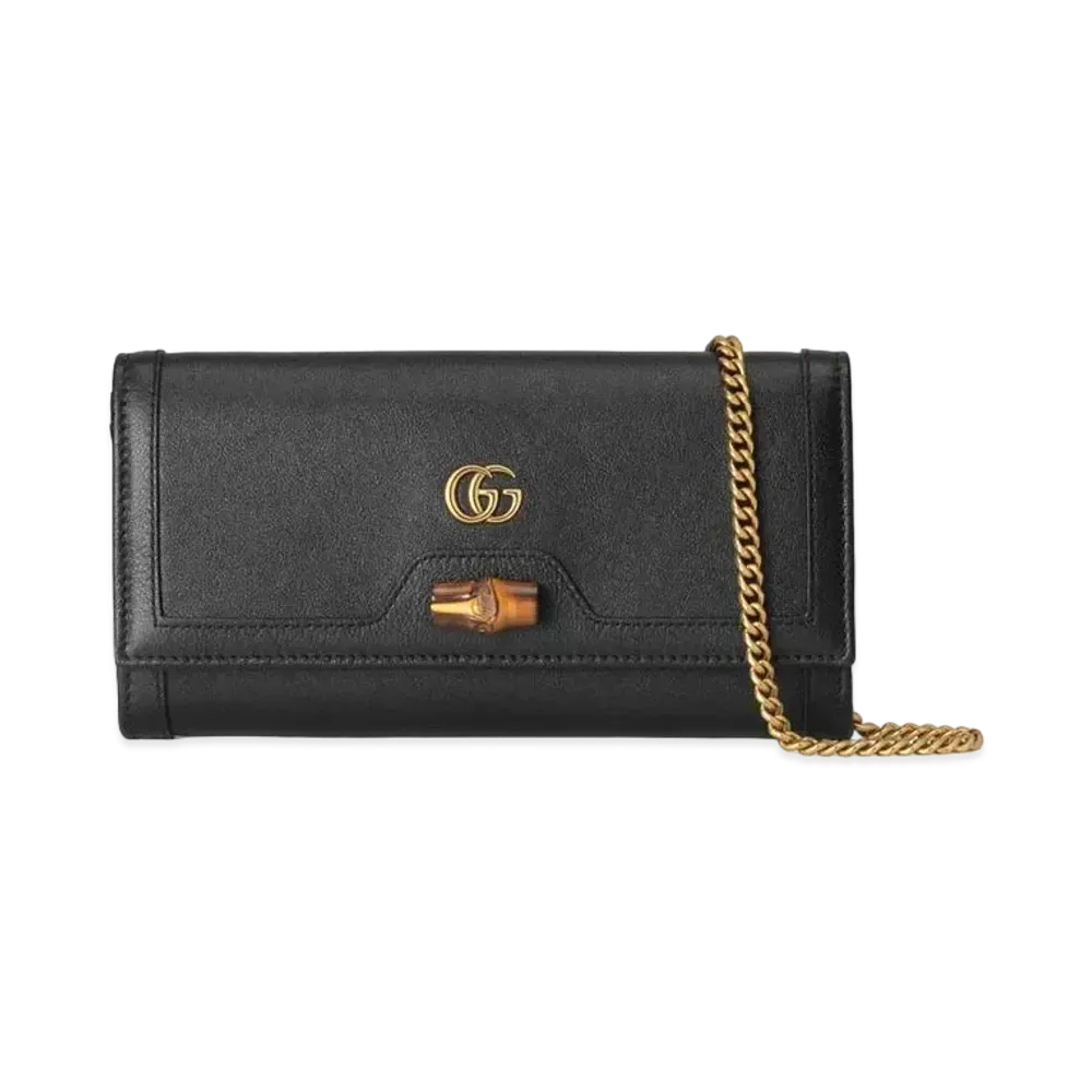 GUCCI Diana Chain Wallet With Bamboo "Black"