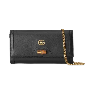 GUCCI Diana Chain Wallet With Bamboo "Black"